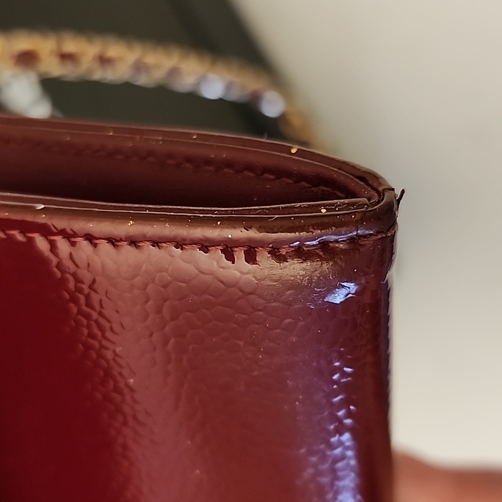 Chanel Continental CC Flap Wallet Purse Glazed Calfskin Entrupy COA Burgundy - Picture 12 of 16